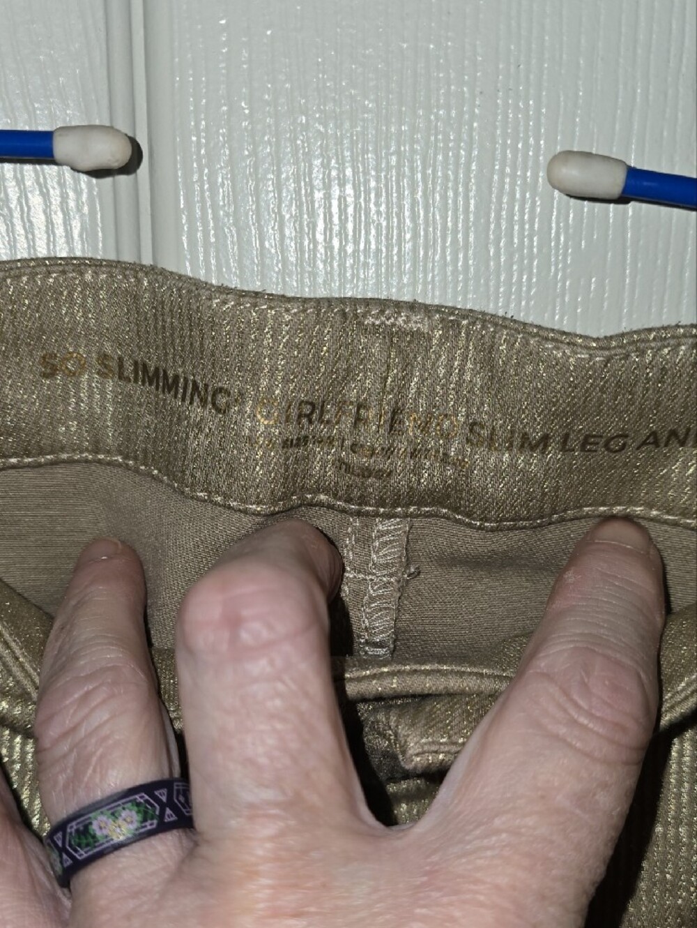 Chico's Metallic Gold Cropped Pants - Picture 2 of 8